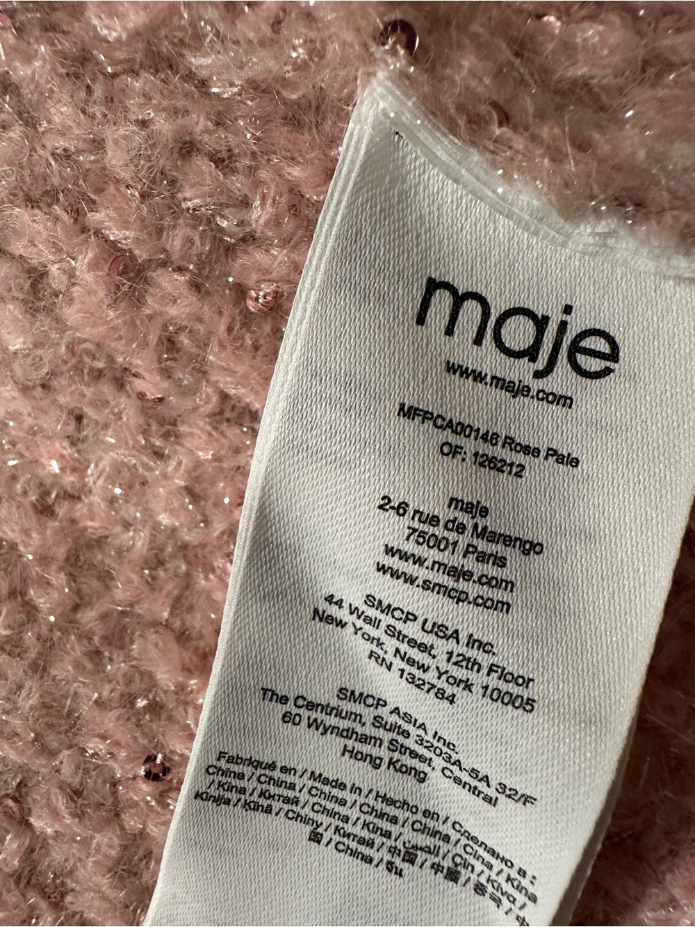 Maje morning lurex Pink and White Bouclé Knit Cardigan - Picture 4 of 6